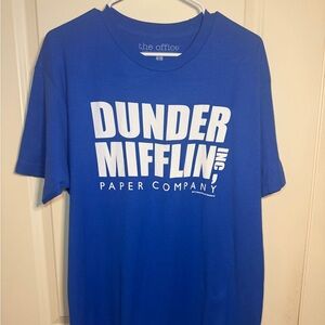 Blue Dunder Mifflin "The Office" TV series 100% Cotton graphic t-shirt Adult L